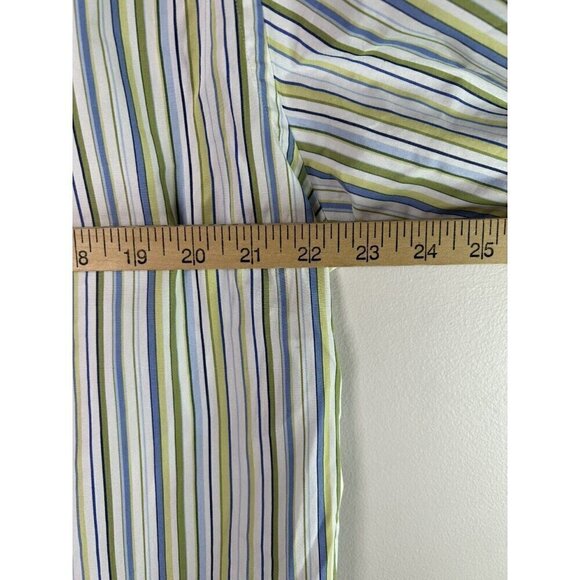 J. Crew Shirt Size Green Blue White Striped Long Sleeve Button Up Size L 16-16.5 - Picture 8 of 10